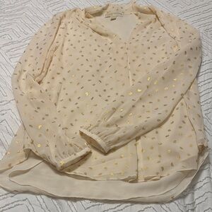Michael Kors Cream Blouse with Gold Accents